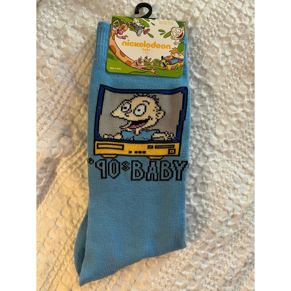 NEW Nickelodeon Novelty Crew Socks 90s Baby Blue